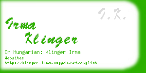 irma klinger business card